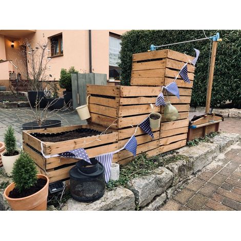 6er-Sparset - Massive Holzkisten aus dem Alten Land Johanna DIY Hochbeet Sparset Dekokisten Gartenkisten Blumenkübel (1/5)