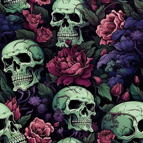 Tela decorativa para exteriores Oxford - Motivo de calavera I DX4593 (1/5)
