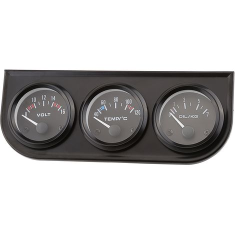 Manomètre triple 52 mm 3 en 1 avec capteur pour voiture et camion : voltmètre, thermomètre d'eau et manomètre de pression d'huile.