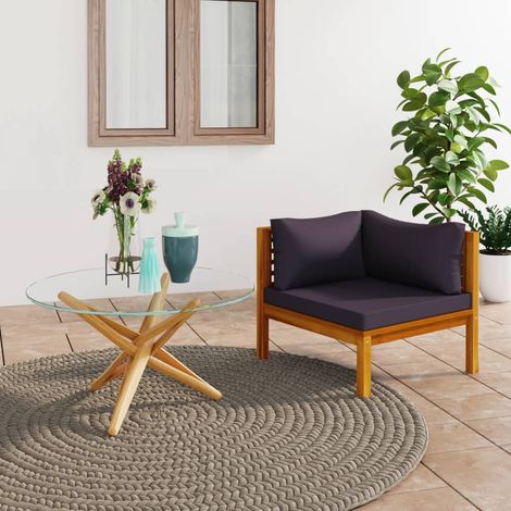 Canapé d'angle sectionnel Canapé scandinave Sofa et coussins gris foncé Bois d'acacia 23486 (1/5)