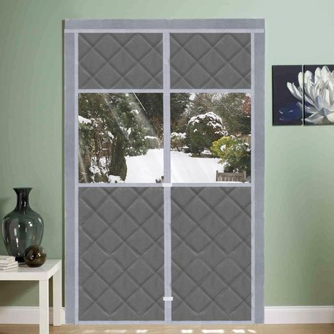 Rideau thermique magnétique avec fenêtre transparente, 90x210cm, pour porte, autofermant, étanche, coupe-vent, isolant (1/3)