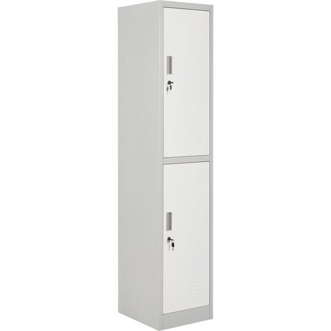2-Tier Storage Locker ATHLETE Metal Grey/ White (1/5)
