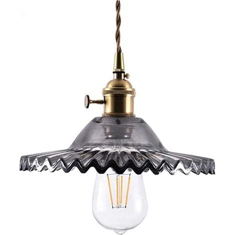 AIDUCHO Suspension En Laiton, Mini Suspension Vintage En Cuivre, Suspension En Verre Gris À Motif Rétro Pour Îlot De Cuisine, Salle À Manger, Entrée, Salon, Chambre, Couloir (1/5)