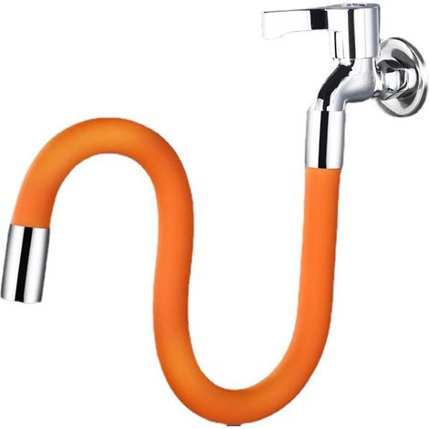 Rallonge de robinet à 360° - Raccord flexible pour pulvérisateur de mousse, compatible avec les robinets de cuisine et de salle de bain, rallonge de tuyau d'évacuation orange de 30 cm