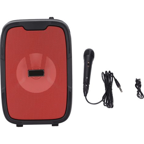 Enceinte Bluetooth Subwoofer Super Bass Portable avec LED, Radio FM, Karaoké Extérieur, 5 Pouces, Rouge (1/5)