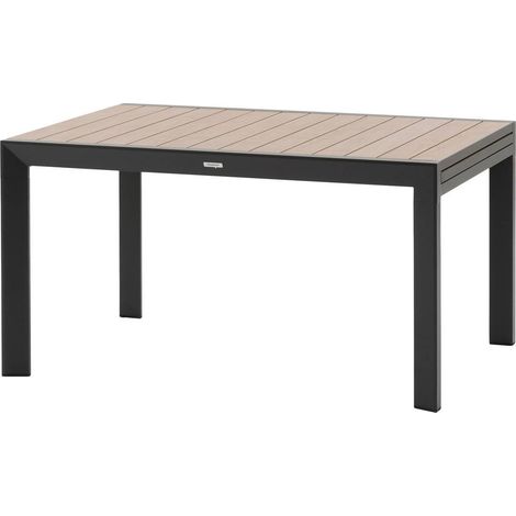 Ausziehbarer, verschiebbarer Gartentisch Evasion Holzeffekt honey & graphite 10 Plätze lates aus Aluminium - Hespéride (1/5)