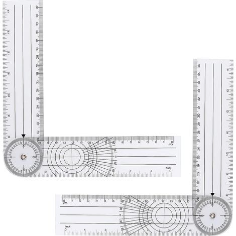 Lot de 2 goniomètres en plastique, rapporteurs d'angle rapides, rapporteurs d'angle transparents, règle d'angle rotative à 360°, bras de 20 cm (7,9 p (1/5)