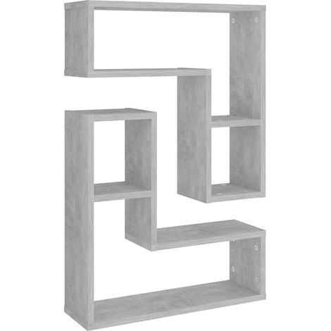 Mensole a Muro Scaffale da parete Ripiano a Parete 2 pz Grigio Cemento 50x15x50cm Legno Multistrato (1/5)