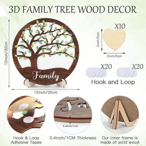 Plaque Bois - Nom De Famille Personnalisé - Décoration Murale Maison - Arbre Généalogique En Bois - Coffret Thématique ×1 (1/5)
