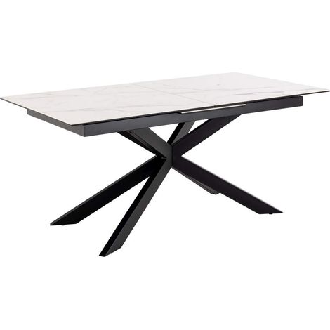 Irwine Esstisch 90x168/210cm inkl. 1 Zusatzplatte weiß.