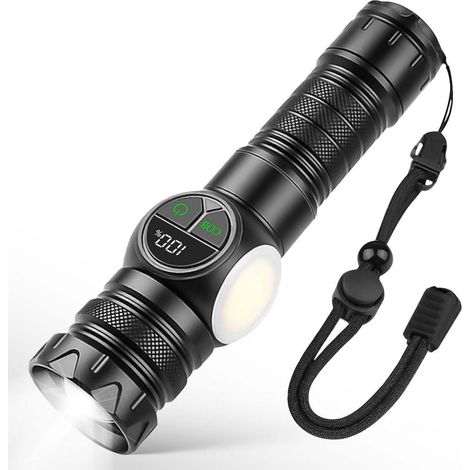 Lampe de poche LED super lumineuse 500 000 lumens, 5 modes d'éclairage, étanche IP67, batterie rechargeable avec câble de type C, idéale pour le camping et les situations d'urgence (1/5)