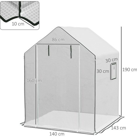Film de remplacement pour serre avec protection UV, fenêtre latérale, porte enroulable, bâche de rechange, film PE pour serre à tomates, blanc, 140 x 143 x 190 cm (1/5)