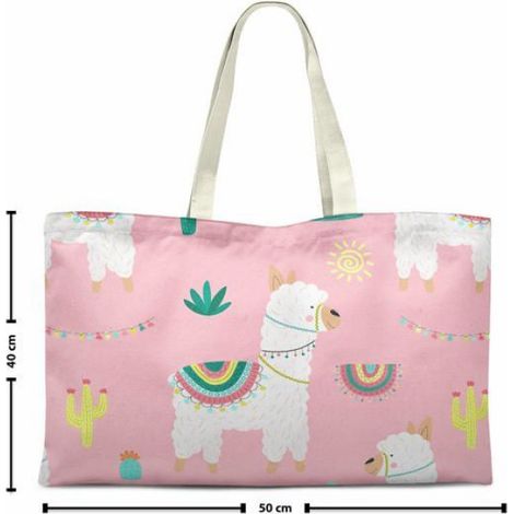 Sac Shopping - Coton - 70 x 50 cm - Rose - Réutilisable - 1 Pièce (1/2)