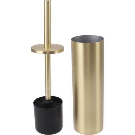 Toilettenbürsten-Set für den Heimgebrauch, Badezimmer, Edelstahl, goldene Toilettenbürste mit zylindrischem Bürstenhalter (1/5)