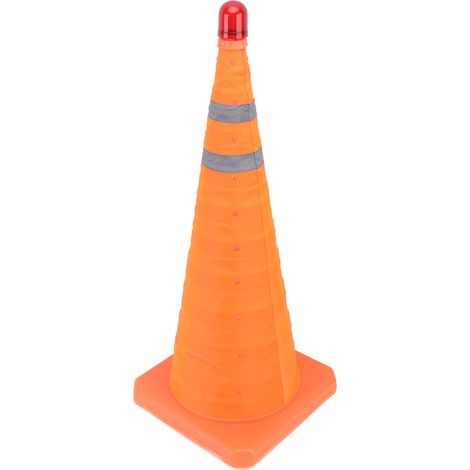 Cône de signalisation pliable 70 x 30 x 30 cm avec double collerette réfléchissante et feu de signalisation pour la route (1/5)