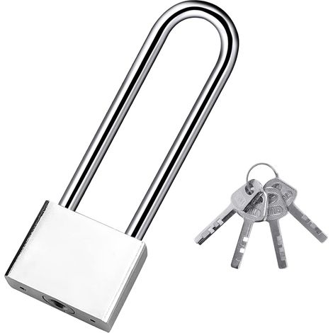 CSPARKV Keyed Padlock Heavy Duty Long Shackle Padlock with 4 Keys, Outdoor Waterproof Security Padlock for Warehouse, Garage, Garden, Fences-30mm (1/5)