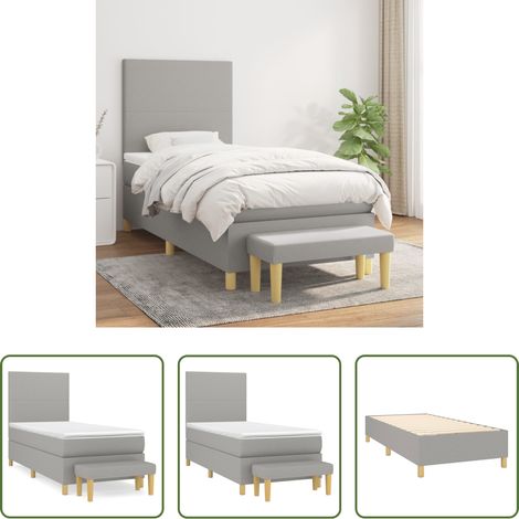 Matratze -  Boxspringbett mit Matratze Hellgrau 100x200 cm Stoff (1/5)