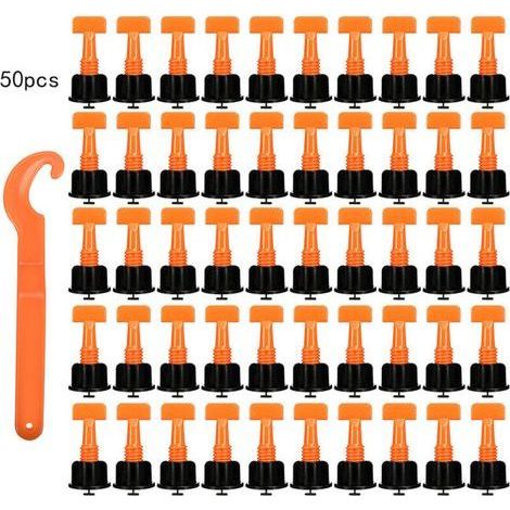 pair Outil de nivellement et de nivellement des carreaux, ajusteur en forme de T, croix en plastique, outil de positionnement des carreaux muraux et de sol, 50 pièces (1/3)