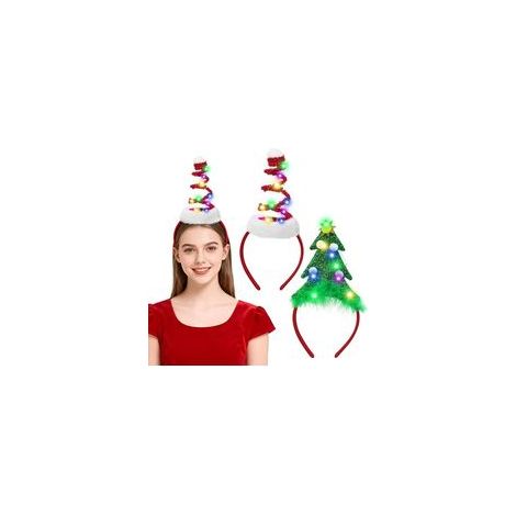 Lot de 2 serre-têtes lumineux à LED - Bandeau de Noël lumineux - Accessoire de cheveux de Noël pour enfants et adultes - Accessoires de fête de Noël