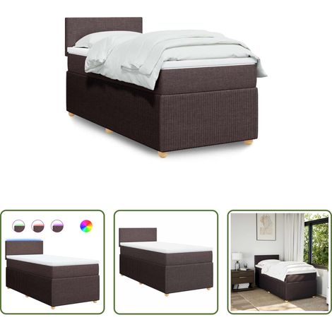 vidaXL Surmatelas - Sommier à lattes de lit avec matelas Marron foncé 90x200 cm (1/5)