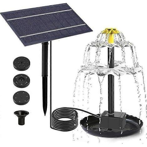 Kit de pompe solaire pour fontaine avec panneau solaire séparé, pompe à eau solaire améliorée de 1,8 CV avec câble long et buses, fontaine solaire pour bain d'oiseaux, extérieur (1/5)