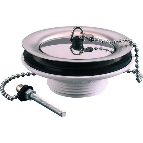 Valentin – Bonde évier grès PVC à bouchon – Débit 70 l/mn – Sans trop-plein – Enjoliveur et chaînette 250 mm (1/7)