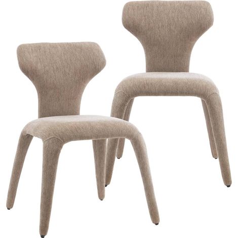 Chaise intégralement en tissu écru Eyna (lot de 2)