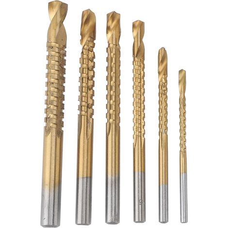 Jeu de Foret Mèche à Bois Lot de 6 Forets à Bois pour Travail du Bois de Rainurage Mèche Forage 3-8mm pour Bois PVC Planche en Plastique Rainurage Chanfreinage Bois Fin (1/4)