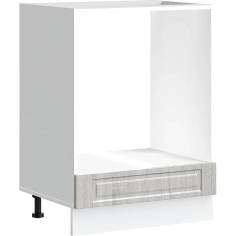 Mobiletto forno classico compatto 60 x 46 x 81 cm con piedini regolabili in legno composito Sonoma grigio 020050308
