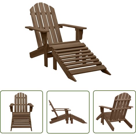 The Living Store Chaise de jardin avec pouf Bois Marron - Fauteuil De Jardin - Chaise De Jardin - Pouf De Jardin - Mobilier De Jardin - Salon De Jardin (1/5)