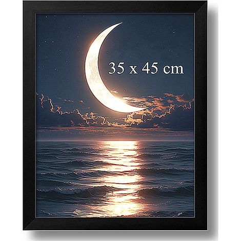 Cadre photo en bois massif, cadre photo en bois noir avec plexiglas, 35,6 x 45,7 cm / 14 x 18 pouces pour images, photos, peintures à l'huile et toiles, style Art Déco (1-Pack) (1/5)