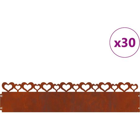 Lawn Edgings 30 pcs Rusty 103 x 0.05 x 22 cm Weathering Steel vidaXL