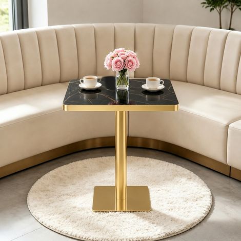 Quadratischer Esstisch 60 x 60 cm Marmoroptik mit Metallgestell MODENUIT (1/5)