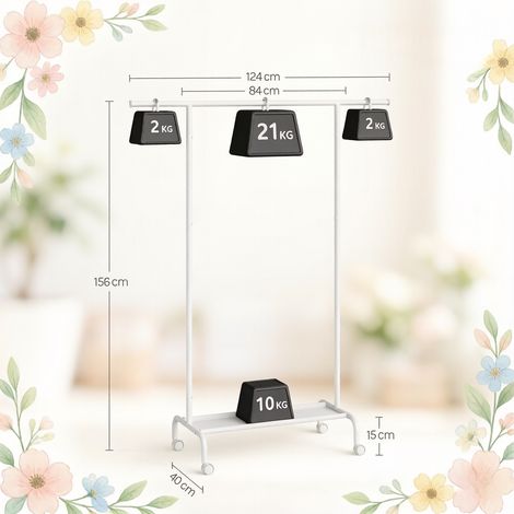 Portant-vêtements mobile sur roulettes, armoire ouverte suspendue, porte-habits déplaçable (sans accessoires) (1/5)