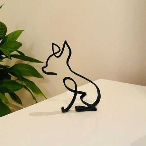 Statue de Chien Minimaliste Sculpture Contemporaine en Fer Ornement Decoration Maison (1/5)