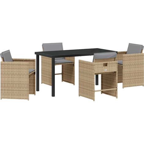 Ensemble de salle à manger pour jardin 5 pcs，Salon de jardin Beige polyrotin CFW23673 (1/5)