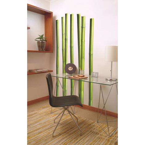 Sticker Autocollant Trompe l'Oeil Bambou Grandeur Nature, Photo 168x58cm, Décoration Murale, Autocollant Mural (1/2)