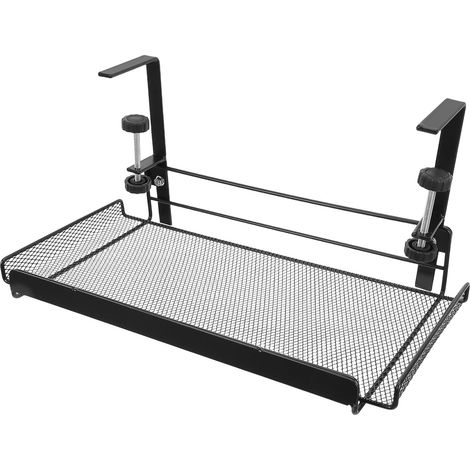 Organisateur de Câbles sous Bureau Réglable en Acier Carbone Noir Grosse Taille avec Pince Plateau de Rangement Suspendu Multi-Usages pour Bureau, Gestion des Câbles et (1/5)