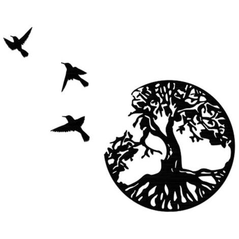 Art mural en métal arbre de vie avec oiseaux décor noir arbre de vie Art mural moderne en métal Art mural signe de maison arbre en métal décor à la maison (1/5)