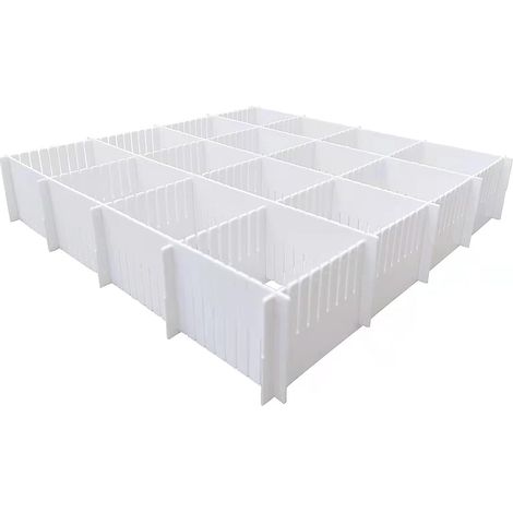 20PCS Drawer Dividers 38x7cm – Adjustable Modular Plastic Organizer for Clothes, Kitchen, Bathroom, Office – White (1/5)