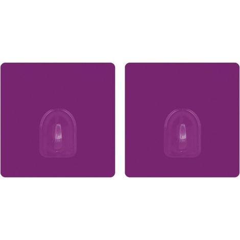 Lot de 2 Crochets adhésifs mural repositionnables Violet MSV