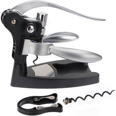 Tire Bouchon Capsulleur à Levier Ouvre Bouteille de Vin Champagne Bière Sommelier Métal Ouvreur Noël Anniversaire Party Fête (1/4)
