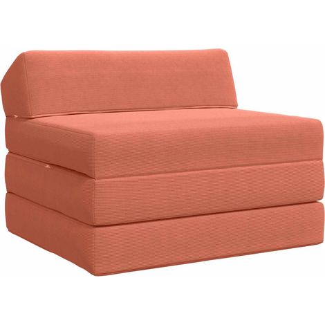 Sofá Cama Plegable Rojo Naranja 200 x 70 x 10 cm Tela de Pana (1/5)