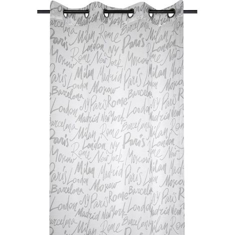Voilage à œillets 140x260 cm Capitales blanc (1/3)