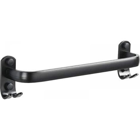 (Black, 40cm) Wall Mounted Towel Holder with Hooks for Bathroom, Kitchen, Toilet, Hotel Office (1/5)