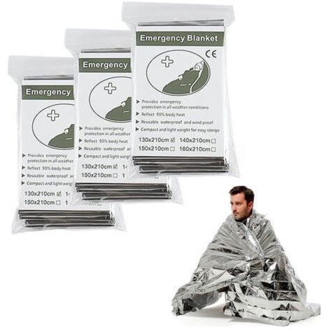 Lot de Couvertures de Secours Isothermes – Plaid de Survie Réfléchissant en Aluminium pour Kit de Premiers Secours et Sport (1/5)
