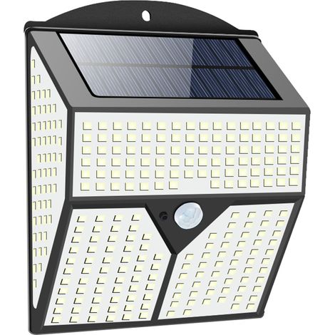 Lampe solaire d'extérieur à détection de présence, applique murale étanche IP65, zone d'éclairage de 60 m², lumière blanche, 318 ou 436 LED (1/5)