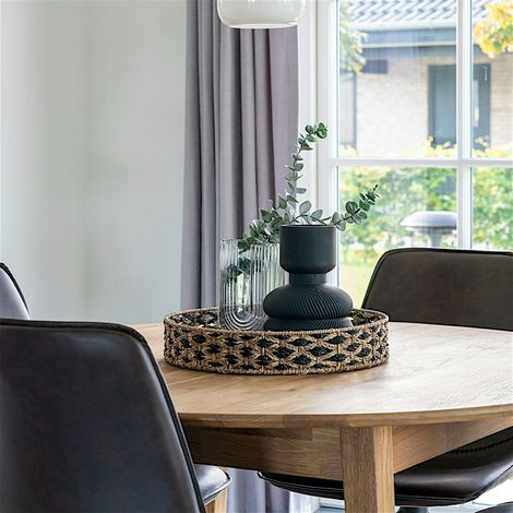 Plateau rond en fibres tressées bicolores (1/4)