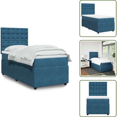 Sommier à lattes de lit avec matelas Bleu foncé 100x200 cm - Sommier À Lattes De Lit - Sommiers À Lattes De Lit - Lit - Meuble De Chambre À Coucher (1/5)