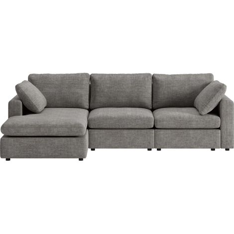 Lux Chaiselongue-Sofa rechts- oder linksseitig inkl. 2 Kissen grau. (1/5)
